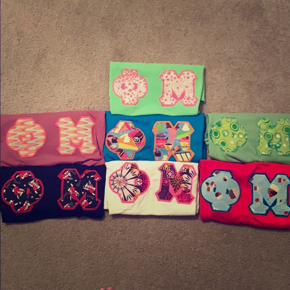 Seven (7) Phi Mu Sorority T-Shirts (Greek Letters)